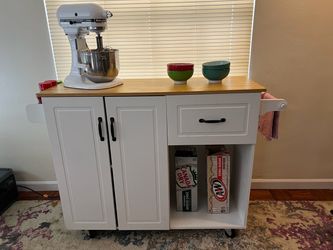 Rolling Kitchen Island / Storage Cart with Drawer & Cabinet