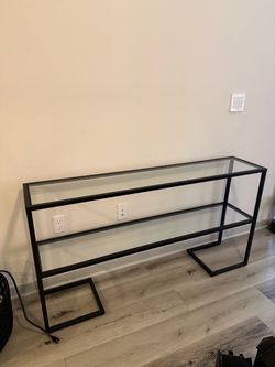 Black Metal and Glass Console Table
