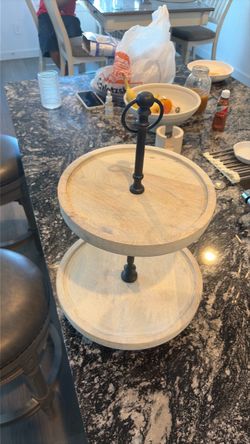 Two-Tier Wooden Decorative Tray Stand