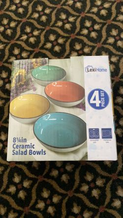 LexiHome 4pcs 8 1/4 in. Ceramic Salad Bowl Set
