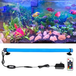 Submersible Fish Tank Aquarium Light: Underwater Fish Tank Light RGB Color Changing Brightness Adjustable - Silicone Led Aquarium Light With Remote An