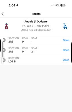 Dodgers vs Angeles 2 tickets $65 Friday 06/05 today