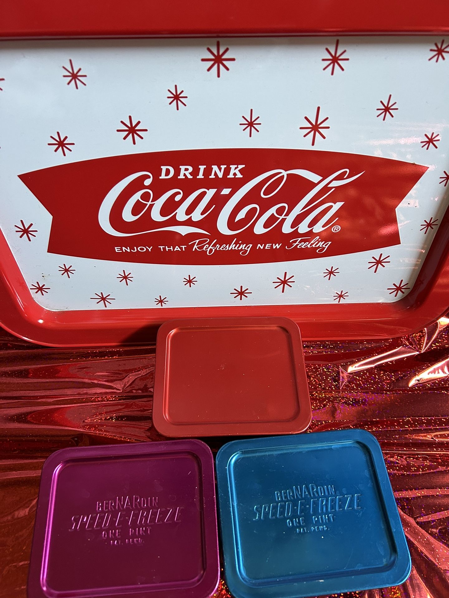 Vintage Metal Tray And Containers