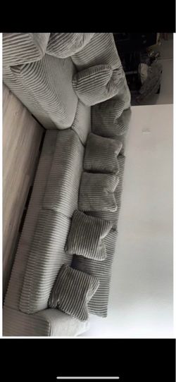 Large Grey Corduroy Sectional Sofa