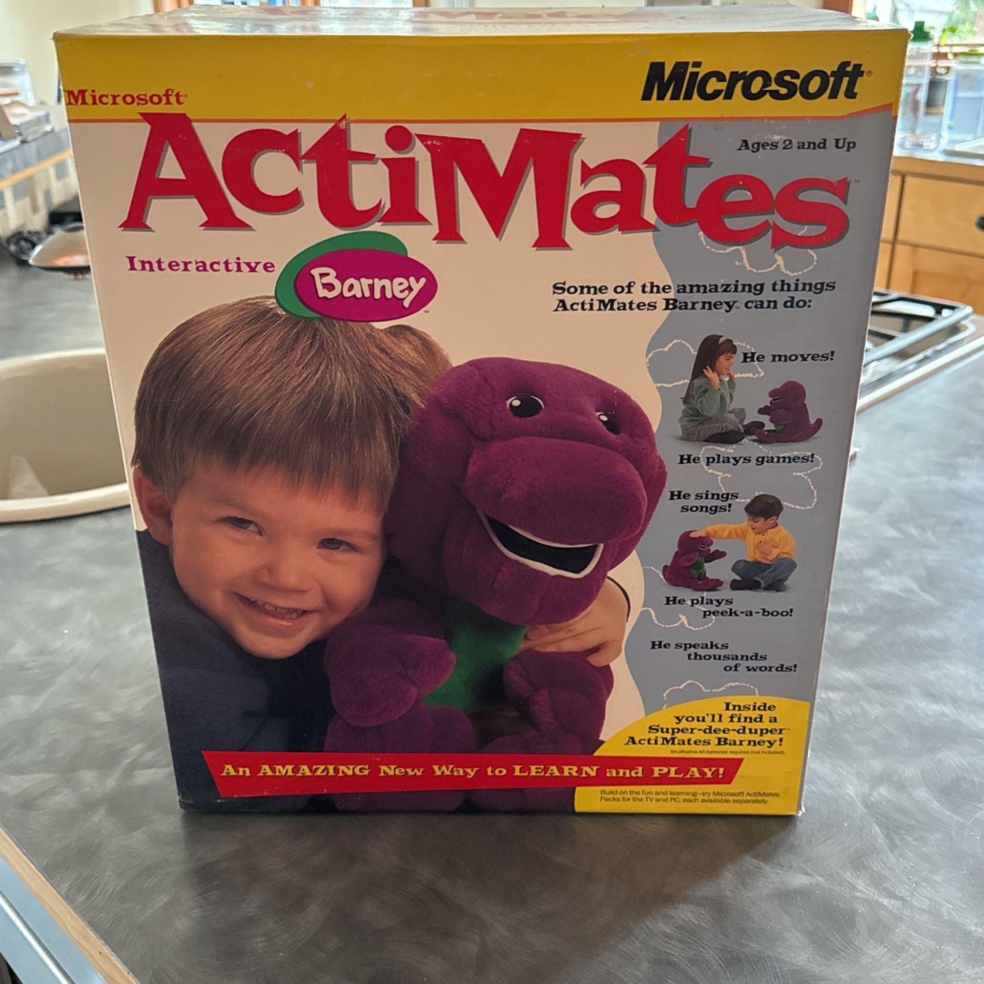 Vintage 1997 Microsoft Actimates Barney!! Box Never Opened!!