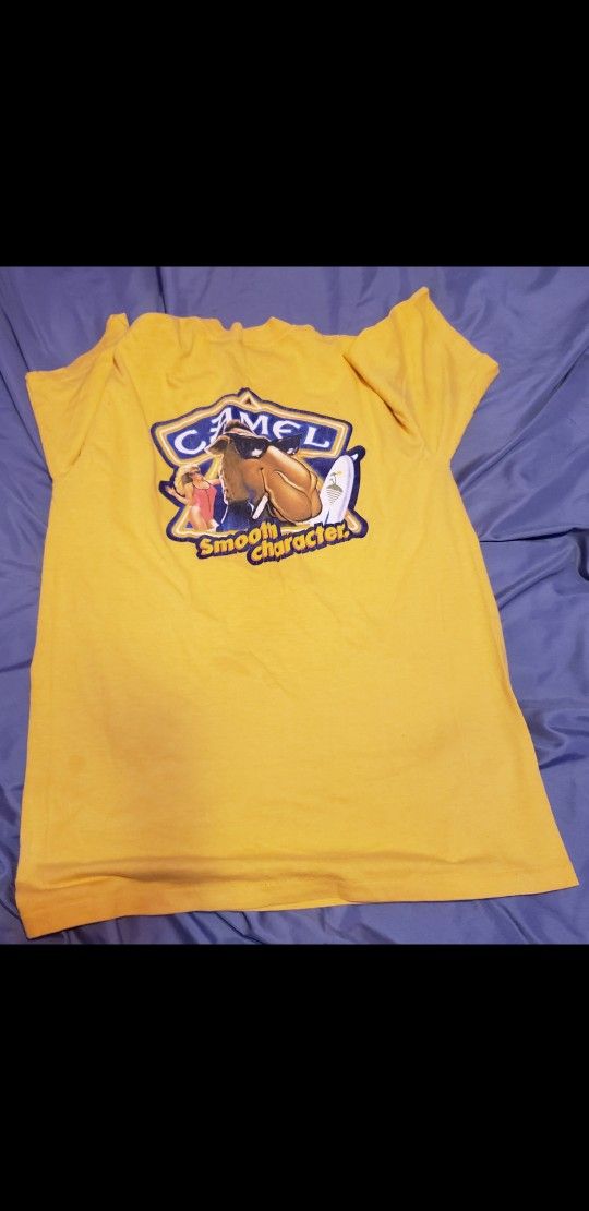 Vintage Joe Camel Cigarettes Smooth Character Yellow Single Stitch T Shirt Tee L