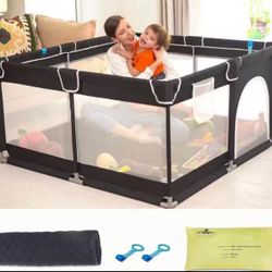 Playpen with Mat for Babies and Toddlers, Baby Play Yards No Gaps, Playpen with Gate, Indoor & Outdoor Kids Activity Center, Safety Baby Fence Play Ar