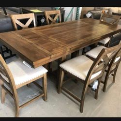 Natural Brown Moriville Counter Height Extension Dining Table,Bar Stools And Bench🔥New Brand 💯 On Display 🏠6 Piece Kitchen/Dining Set