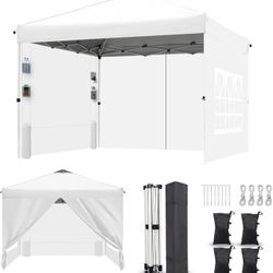 8x8 Pop Up Canopy Tent with Sidewalls and Pockets, Easy Pop Up Waterproof Outdoor Canopy with Air Vent and 3 Height Adjustable