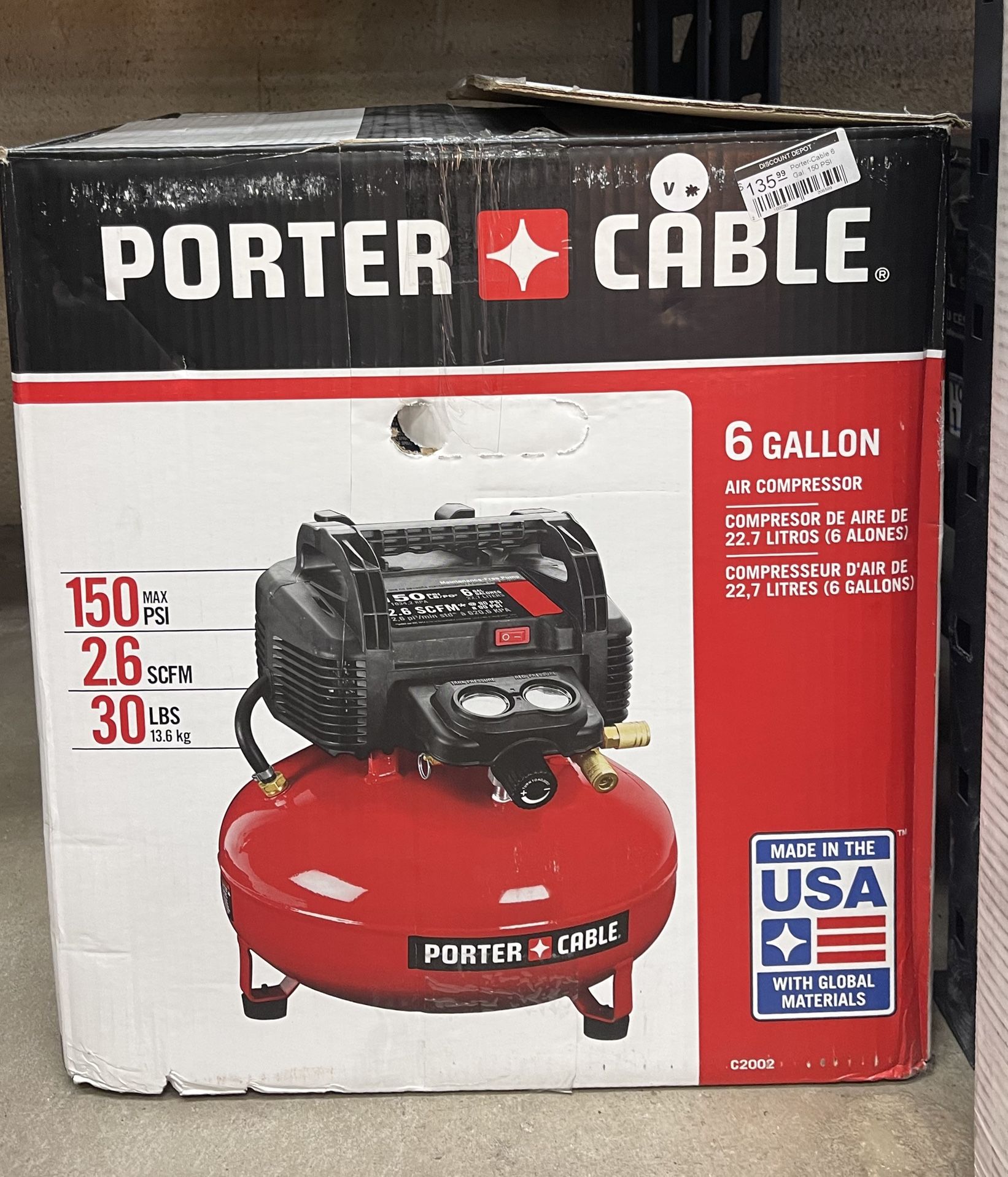 Porter Cable 6 Gallon Air Compressor (used like new)