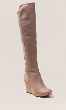 Suede knee high wedges