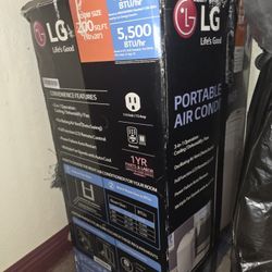 LG 5,500 BTU Portable Air Conditioner Cools 200 Sq. Ft. with Dehumidifier and LCD Remote in White
