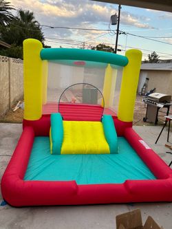 PlayDay Jump 'N Away Inflatable Bounce House with Play Features, Indoor/Outdoor, Ages 3+