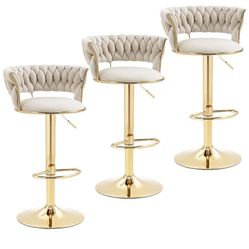 Swivel Velvet Bar Stools Set of 3