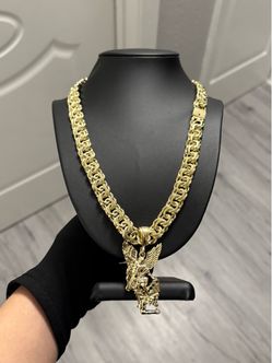 chino link chain with a San Miguel ArcAngel Pendant
