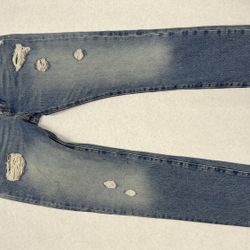 Levi’s 501 Button Fly Distressed Denim Jeans 33 X 34