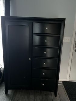 Wood Tall Armoire Chocolate Brown