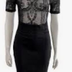 Zara Black Contrast Lace Guipure/ Cocktail Dress Size L 