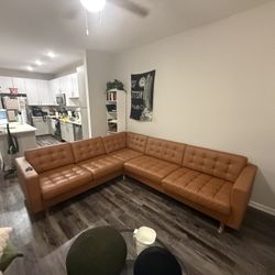 IKEA MORABO Brown Leather Sectional Sofa 5 Seat Corner
