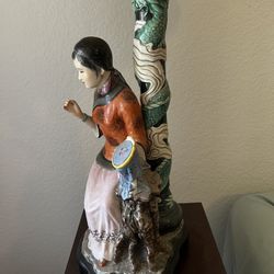 Chinese Porcelain Crafted Lady Lamp 