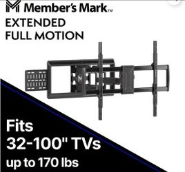 Member's Mark Full Motion Extended TV Wall Mount with Articulating Dual Swivel Arms for 32"-100" TVs