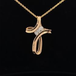 14k Diamond Cross Pendant 