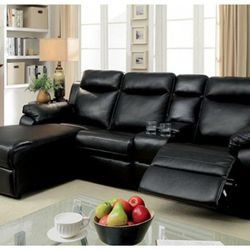 💥💥 Brand New Black Leather Reclining Sectional Sofa💥💥