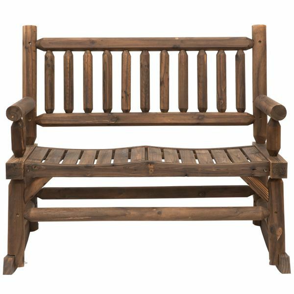 Wooden Rocking Chair 2-Person Outdoor Bench with Natural Fir Wood Construction & Relaxing Swinging Motion