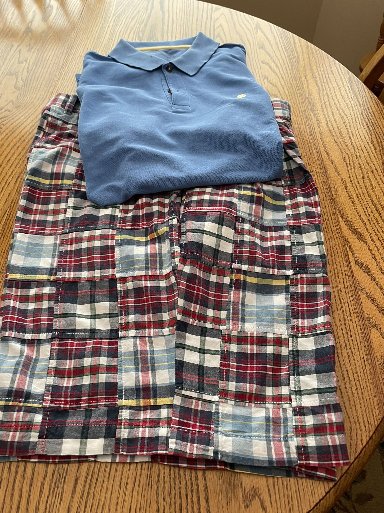 Men’s Plaid Shorts And Shirt