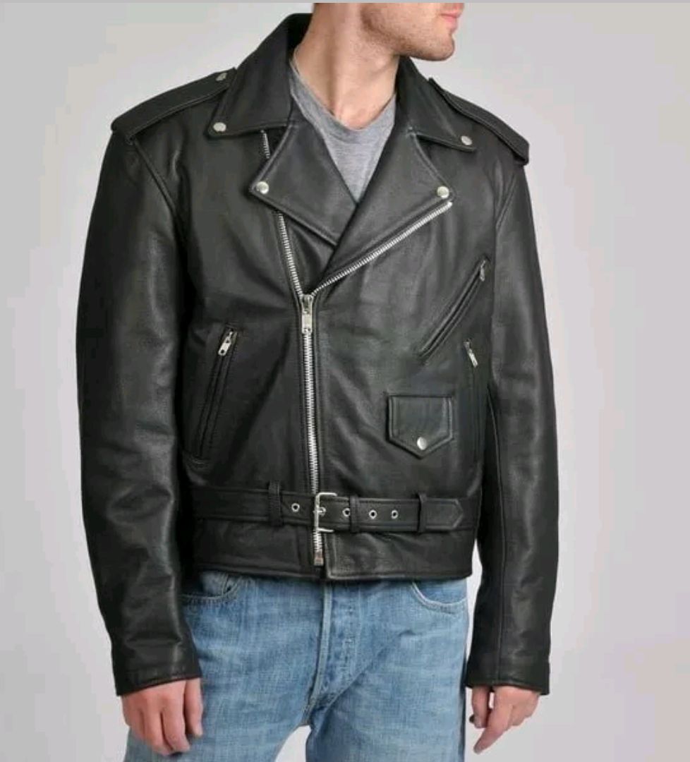Mens Excelled Classic Leather Motorcycle Jacket Size XL (52) brand New w/o zipper pull