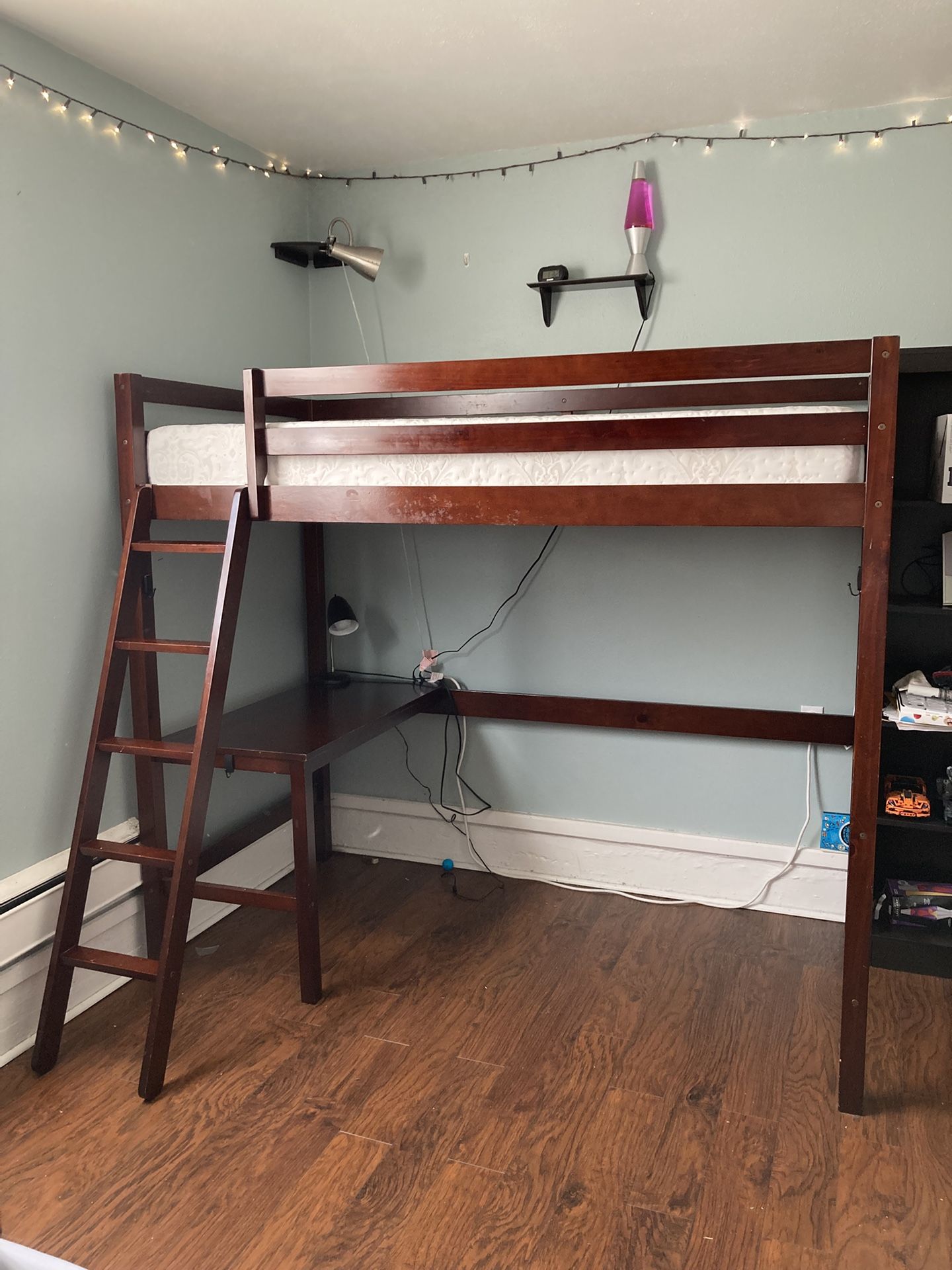 Loft Bed with Desk + Mattress (twin)