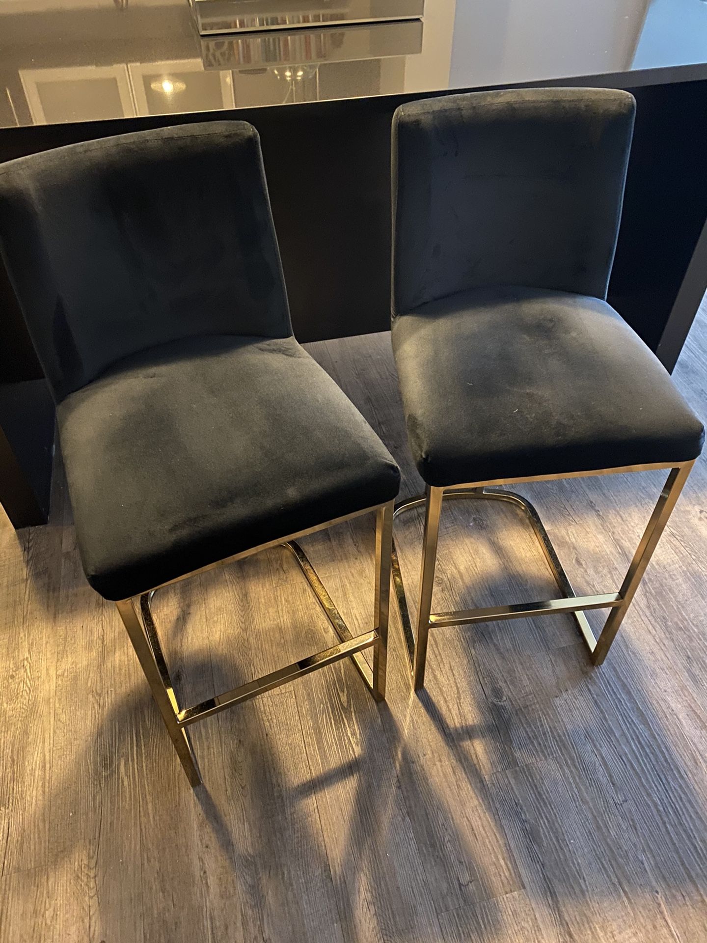 Contemporary Black & Gold Stools