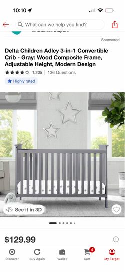 Delta crib grey