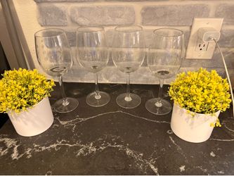 Set of 4 Etched Wine Glasses - kitchen - Simi Valley