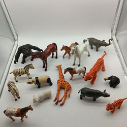 Vintage 70's-90s Mixed Lot Toy Zoo Animal Figurines Imperial, AAA, Alapalooza. 