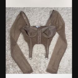 Tan Crop Corset Top 