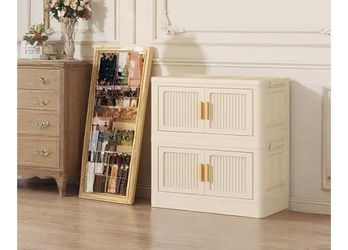 Storage Bins, Storage Containers Stackable Plastic Folding Bins With Lids And Handles For Bedroom, Garage,