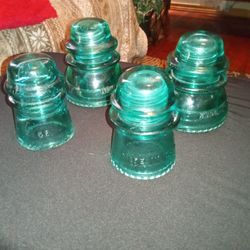 Hemingway Antique Aqua Glass Insulators 