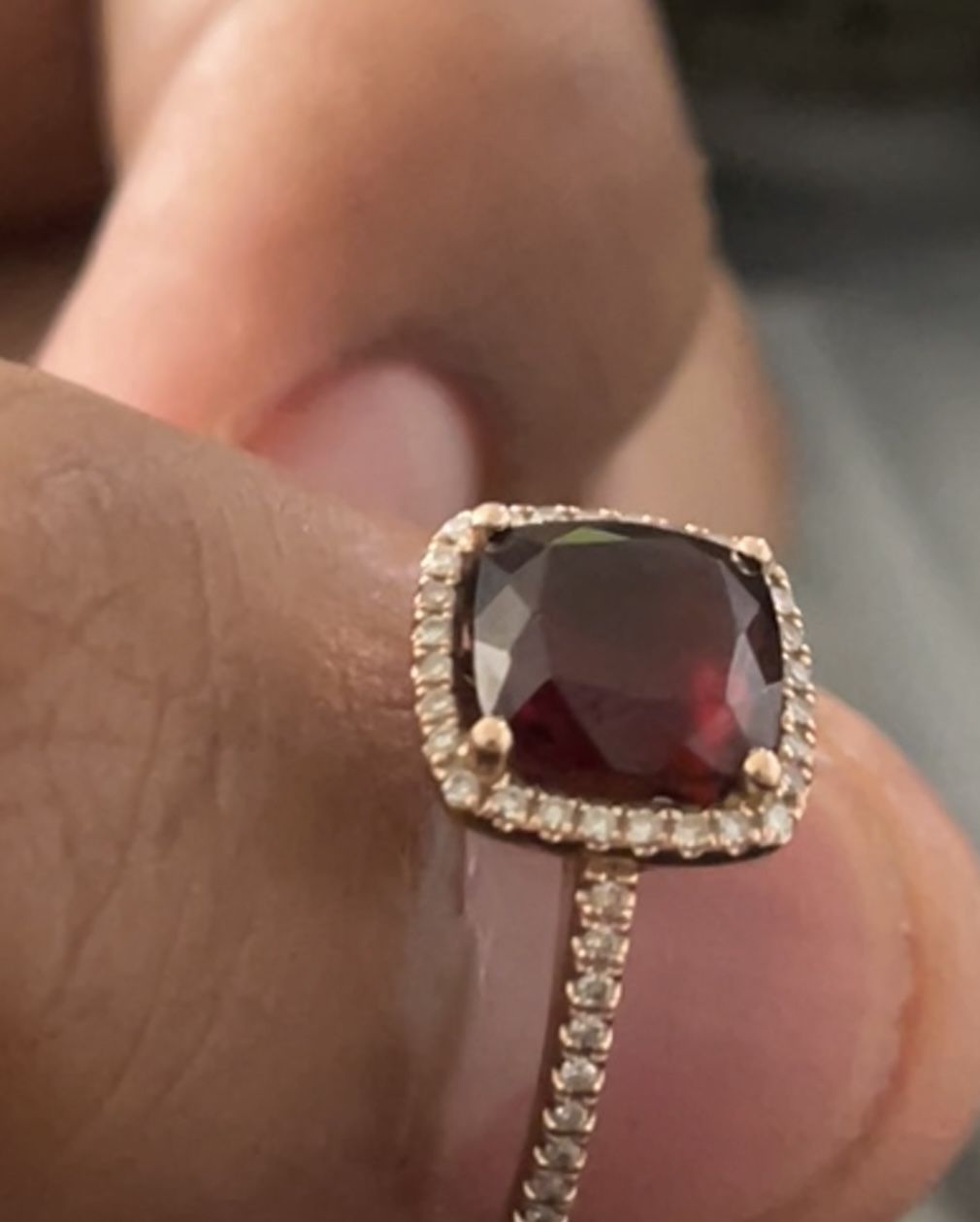 Unheated Red Round Garnet Surrounded By VVS1 Natural Diamonds