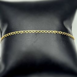 14k solid yellow gold love heart anklet 10” bracelet 2.7mm