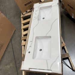 60” Countertop Only Quartz For Bathroom Vanity 