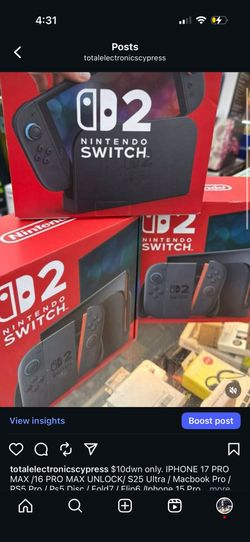 Nintendo Switch 2 Brand New Sealed Unlocked No Credit Needd Pay Low Dwn