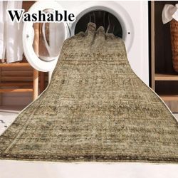 Area Rug 6x9 Washable Rug Dark Brown Vintage