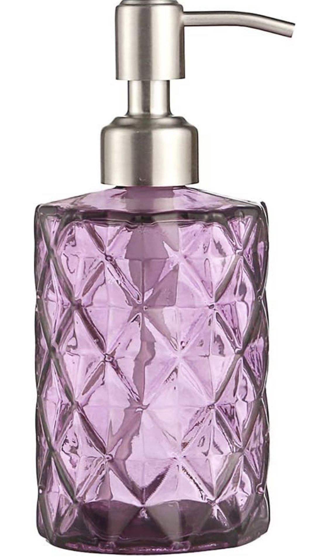 Glass Soap Dispenser with Stainless Steel Pump - Purple