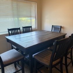 Relaxed Vintage 7-Piece Counter Table with Wine Storage and Stool Set