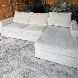 Monterey Beach Beige Gray Fabric 107" 2 Piece  LIVING SPACES 