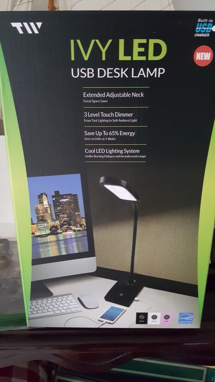 LED Desk Lamp with USB port (white . Pink