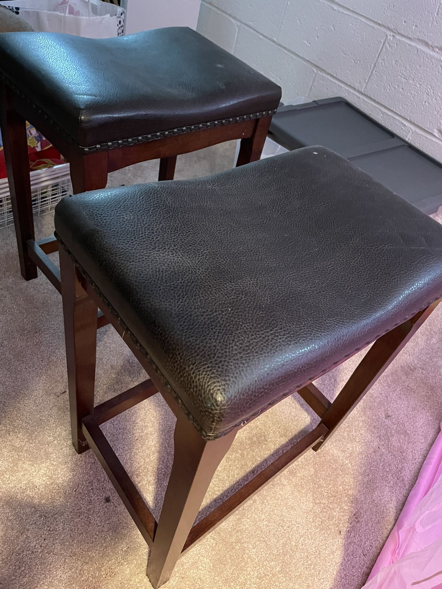 Two brown Black Stools