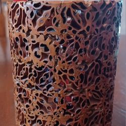 Hollowed Out Walnut, Feng Shui vase.