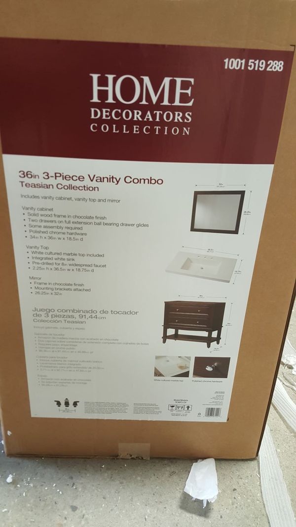 3 Piece Combo Teasian 36 Vanity Chocolate W Top White Mirror 400sold